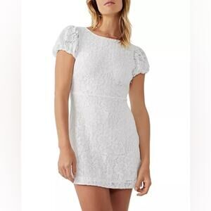 New Free People Hailee Lace Tie Back Mini Dress White Size Medium